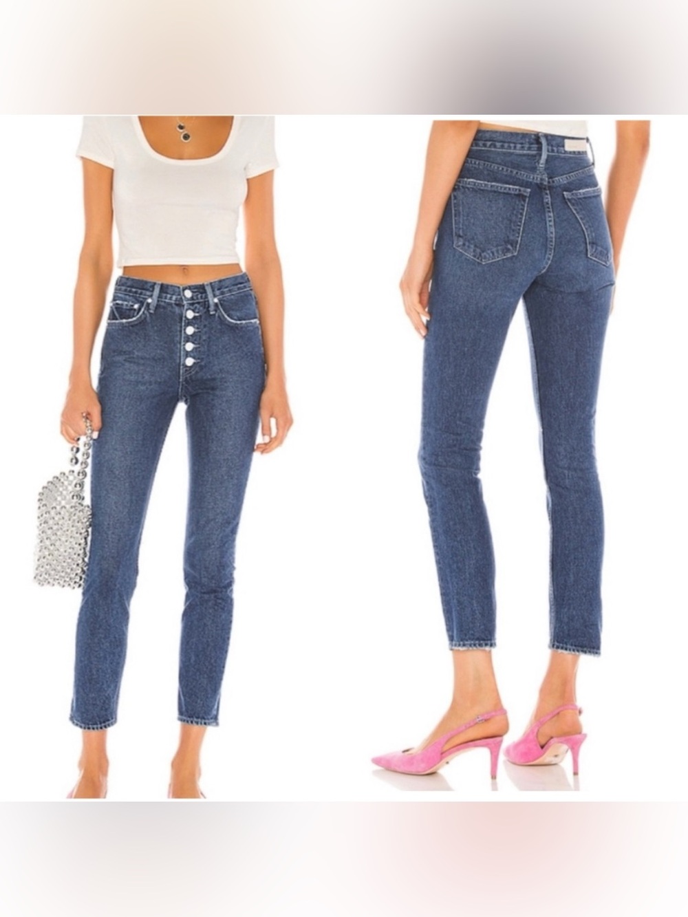 NWT GRLFRND Karolina High-Rise Skinny Jeans in "Rather Have You" dark wash